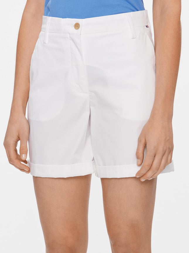 Tommy Hilfiger Tommy Hilfiger Kadın Rahat Kesim  Logolu Normal Kalıp Beyaz Şort WW0WW41769-YCF