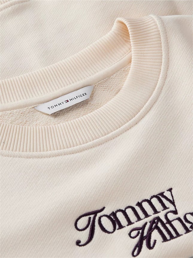 Tommy Hilfiger Kadın Regular Fit Bisiklet Yaka Uzun Kollu Krem Sweatshirt WW0WW51598-AEF