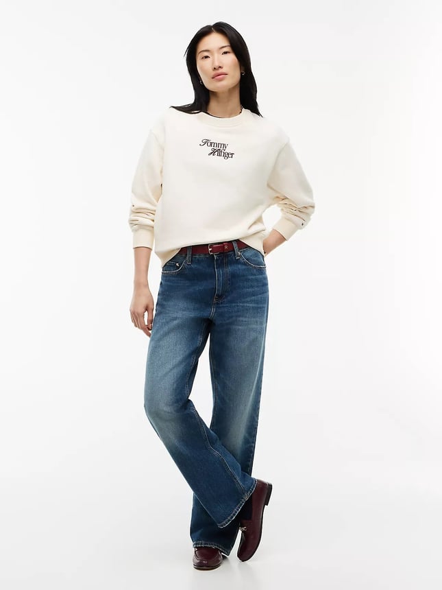Tommy Hilfiger Kadın Regular Fit Bisiklet Yaka Uzun Kollu Krem Sweatshirt WW0WW51598-AEF