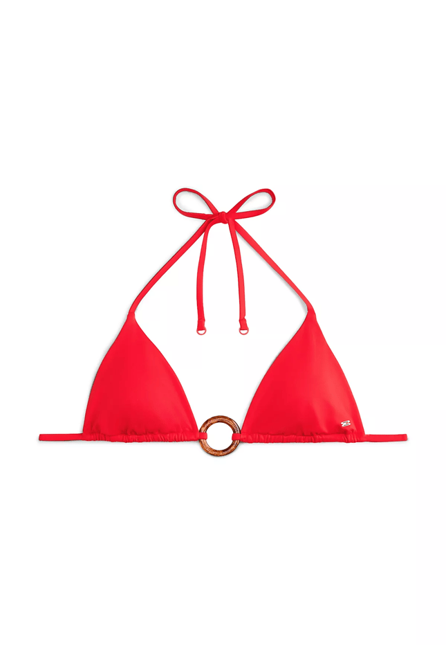 Tommy Hilfiger Kadın Suni Kaplumbağa Kabuğu Desenli Halkadan Metalik Detaylı Turuncu Bikini Üstü UW0UW06387-SNE