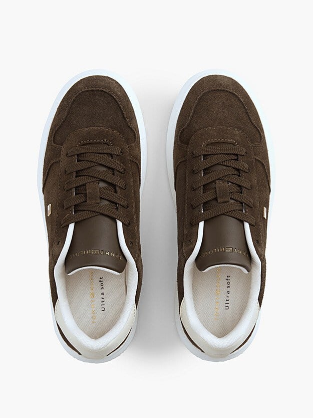 Tommy Hilfiger Kadın Süet Yüzey Hafif Tabanlı Logolu Kahverengi Sneaker FW0FW09593-0HJ