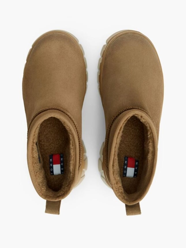 Tommy Hilfiger Kadın Süet Yüzey İçi Sıcak Astarlı Platform Tabanlı Logo Plakalı Kahverengi Bot & Bootie EN0EN03158-GWI