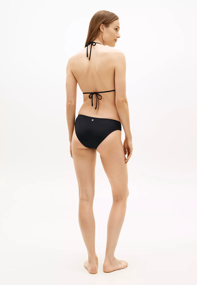 Tommy Hilfiger Kadın Suni Kaplumbağa Kabuğu Desenli Halkadan Metalik Detaylı Siyah Bikini Üstü UW0UW06387-BEH