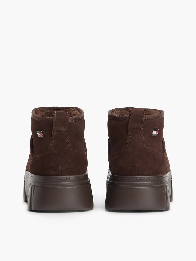 Tommy Hilfiger Kadın Süet Yüzey İçi Sıcak Astarlı Platform Tabanlı Logo Plakalı Kahverengi Bot & Bootie EN0EN03158-GT3