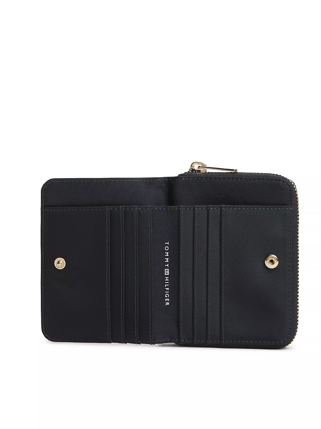 Tommy Hilfiger Kadın TH Monogram Logolu Banknot ve Kart Bölmeli Fermuarlı Lacivert Cüzdan AW0AW18991-DW6