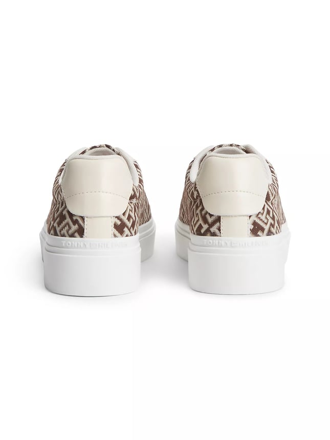 Tommy Hilfiger Kadın TH Monogram Logolu Düşük Bilekli Kahverengi Sneaker FW0FW09398-GSZ