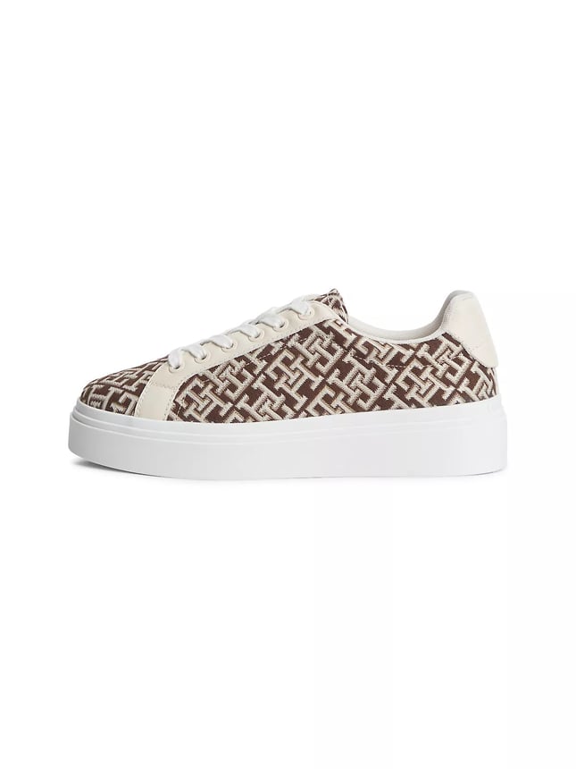 Tommy Hilfiger Tommy Hilfiger Kadın TH Monogram Logolu Düşük Bilekli Kahverengi Sneaker FW0FW09398-GSZ