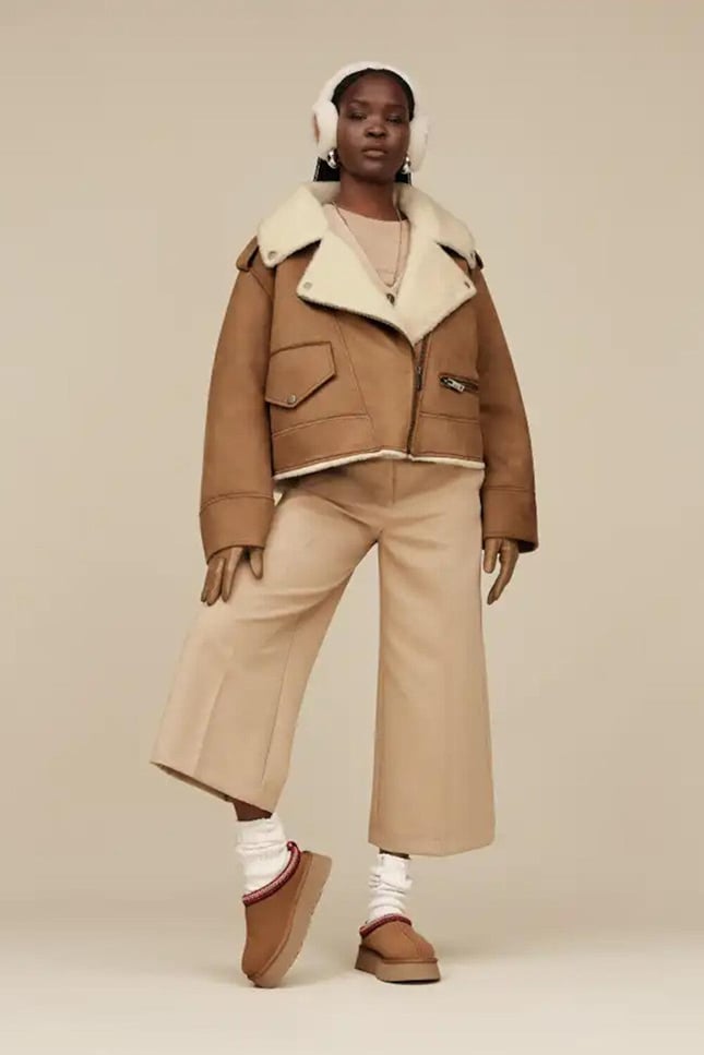 UGG Kadın Platform Taban Süet Detaylı Rahat Astarlı Taba Terlik 1174471-CHESTNUT