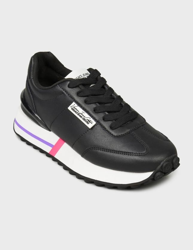 Versace Kadın Marka Logolu Rahat Taban Bağıcıklı Siyah Sneaker 75VA3SH1ZP346-899