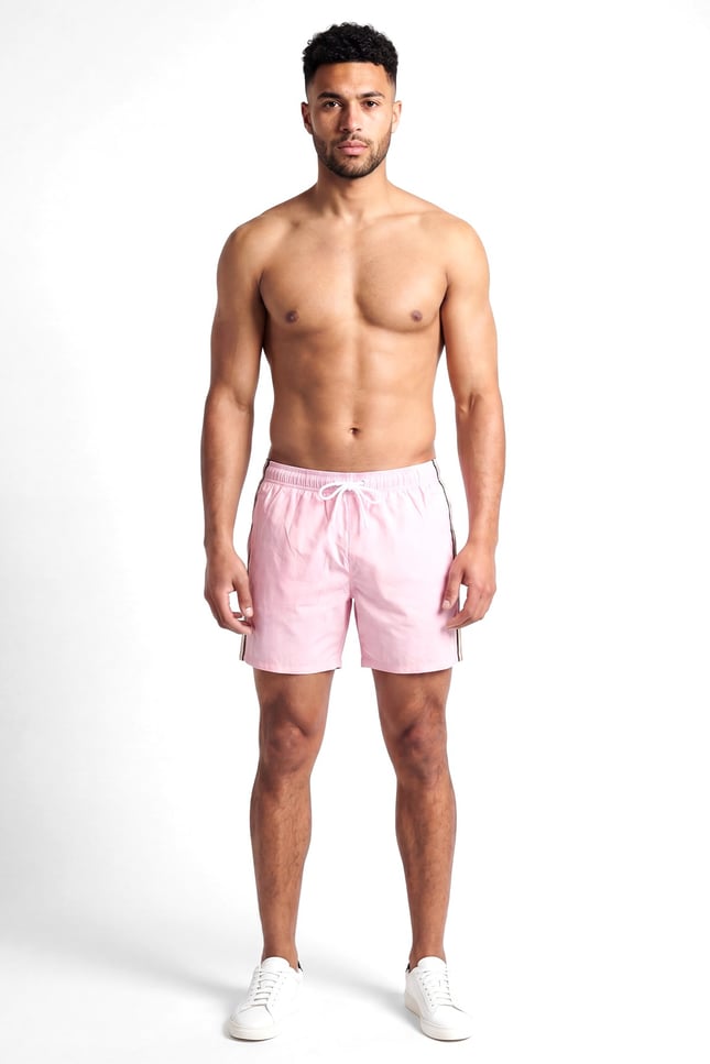 BOSS  BOSS Erkek Beli Bağlamalı Cepli Astarlı Kısa Boy Pembe1 Deniz Şortu 50491594-672