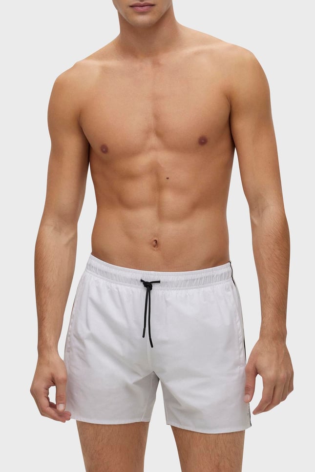 BOSS BOSS Erkek Beli Bağlamalı Cepli Astarlı Kısa Boy Beyaz Mayo 50491594-100