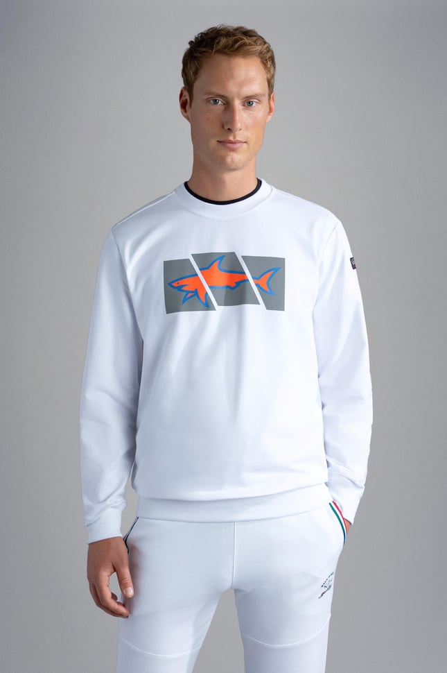 Paul Shark Paul Shark Erkek Marka Logolu Pamuklu Normal Kalıp Günlük Beyaz Sweatshirt 13311965-010