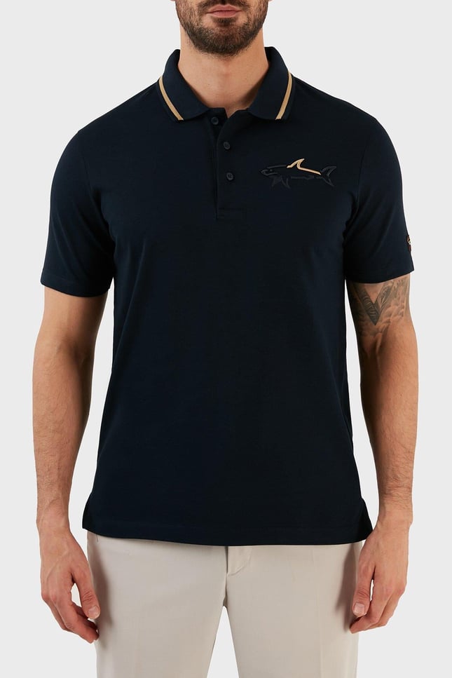 Paul Shark Paul Shark Erkek Polo Yaka Düğme Kapamalı Kısa Kollu Mavi Polo Yaka T-Shirt 12311732-130