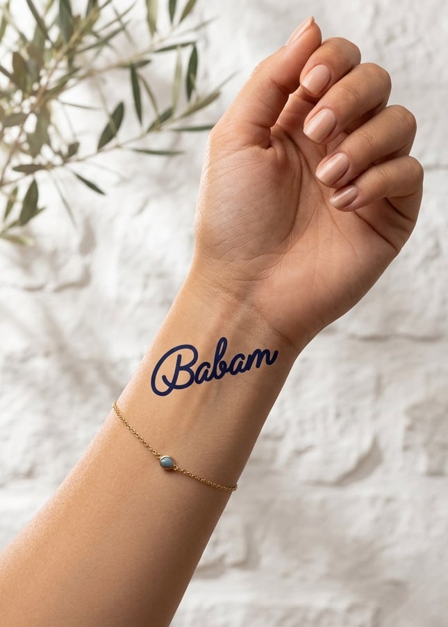  Babam Yazılı 1 Ay Kalıcı Dövme – Minimalist Aile Temalı Dövme