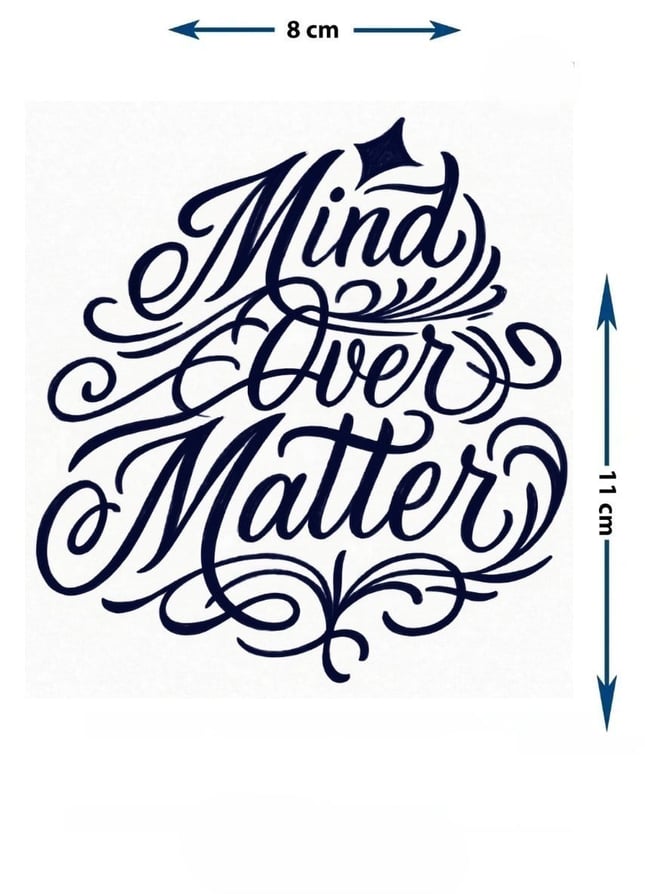 Mind Over Matter Yazılı Yarı Kalıcı Dövme – Motivasyon Temalı 1 Ay Kalıcı Yazı Dövmesi