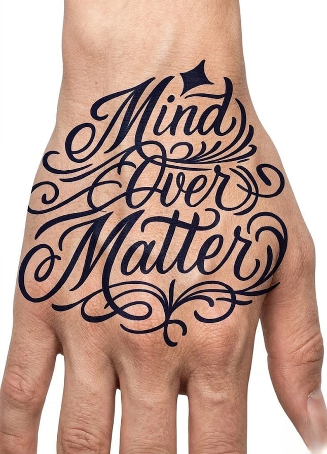 Mind Over Matter Yazılı Yarı Kalıcı Dövme – Motivasyon Temalı 1 Ay Kalıcı Yazı Dövmesi