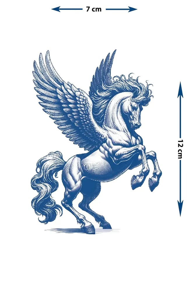Mitolojik Pegasus Kanatlı At Yarı Kalıcı Dövme / 1 Ay Kalıcı - Efsanevi ve Özgürlük Temalı Geçici Dövme