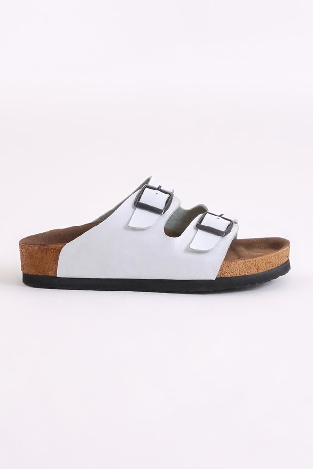 Rahat Kalıp Poli Taban Çift Tokalı Nubuk Çocuk Unisex Beyaz Sandalet TBER535