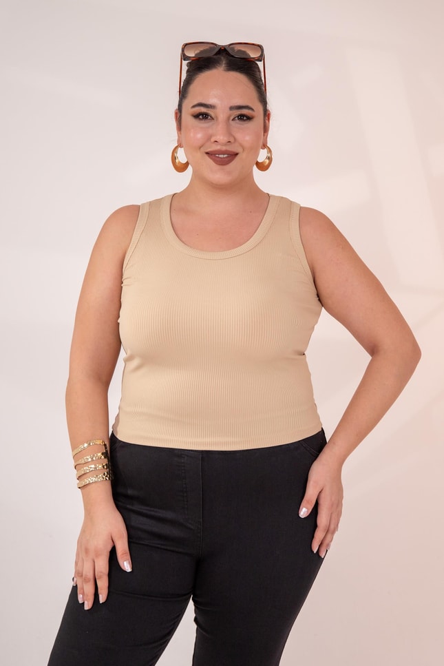Büyük Beden 1111080 Bluz  Bej
