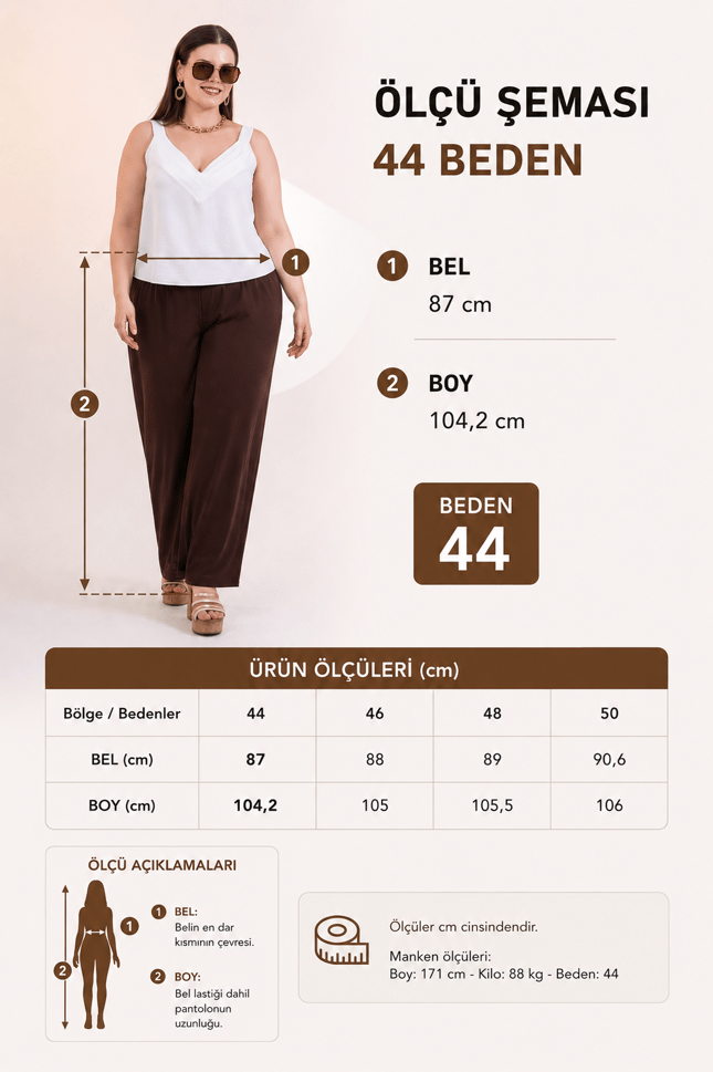 Büyük Beden 11223176 Pantolon  Kahverengi