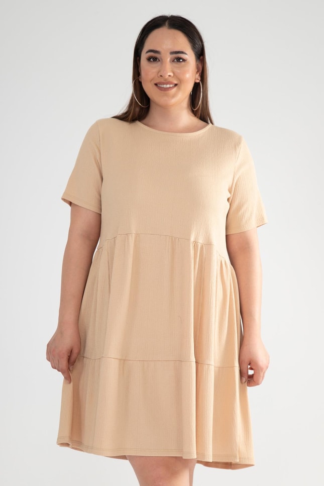 Büyük Beden 112329 Elbise Camel