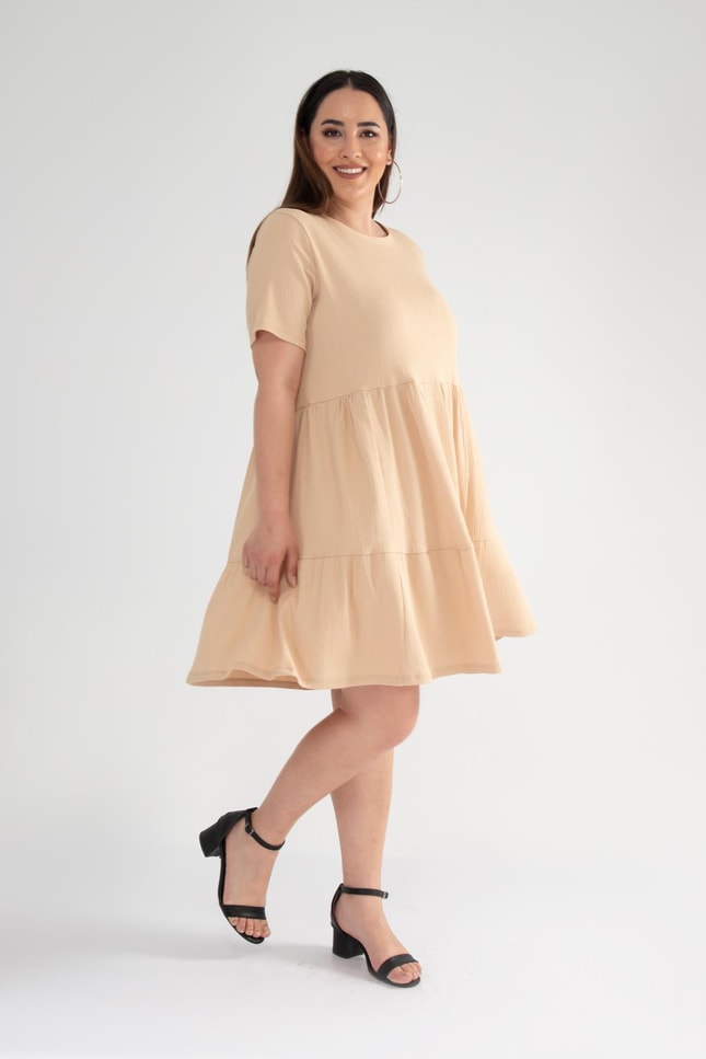 Büyük Beden 112329 Elbise Camel