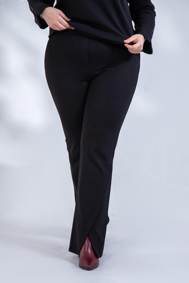 Büyük Beden 1212596 Paça Detaylı Pantolon Siyah