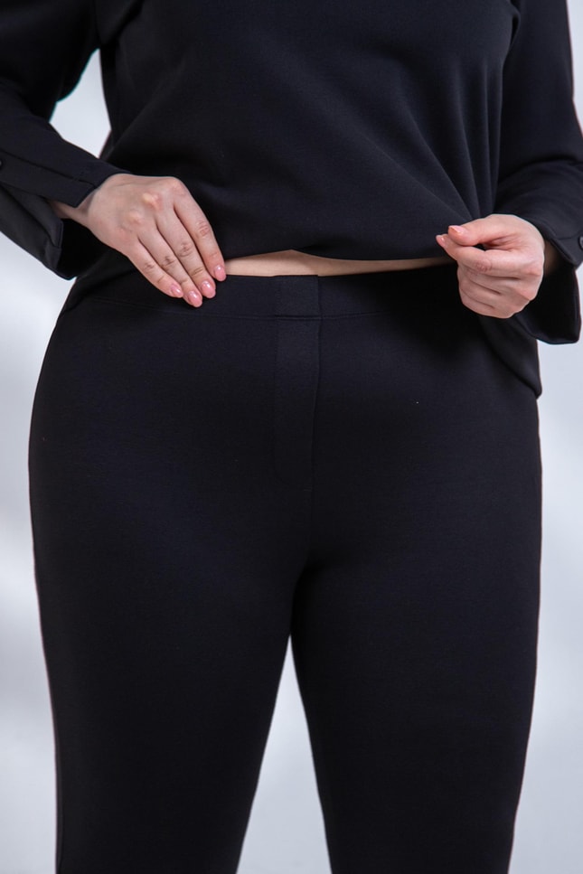 Büyük Beden 1212596 Paça Detaylı Pantolon Siyah
