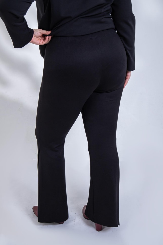 Büyük Beden 1212596 Paça Detaylı Pantolon Siyah