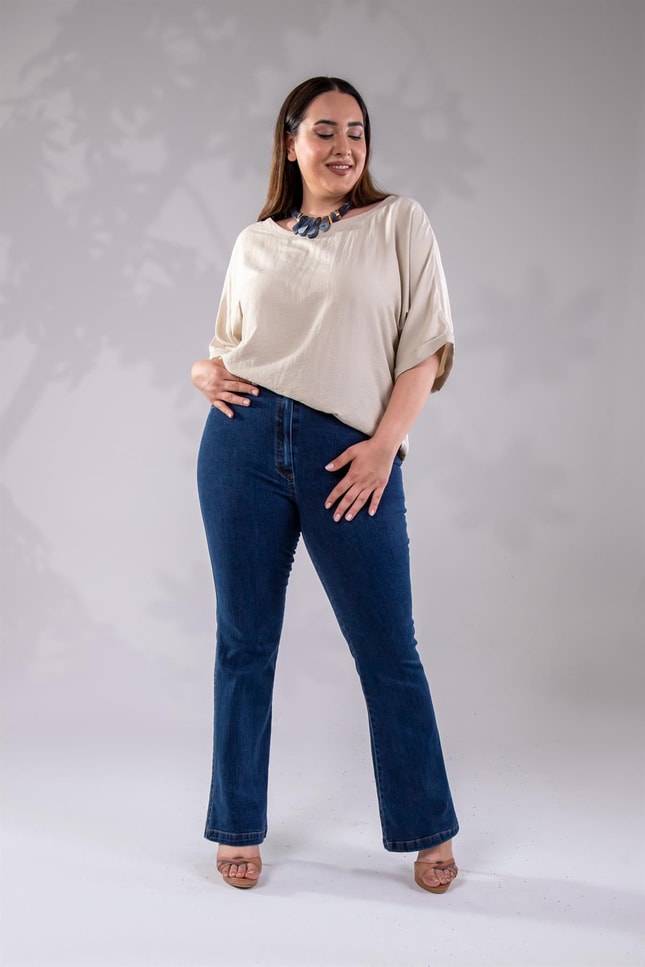 Büyük Beden 12223 Spain Denim Pantolon Lacivert