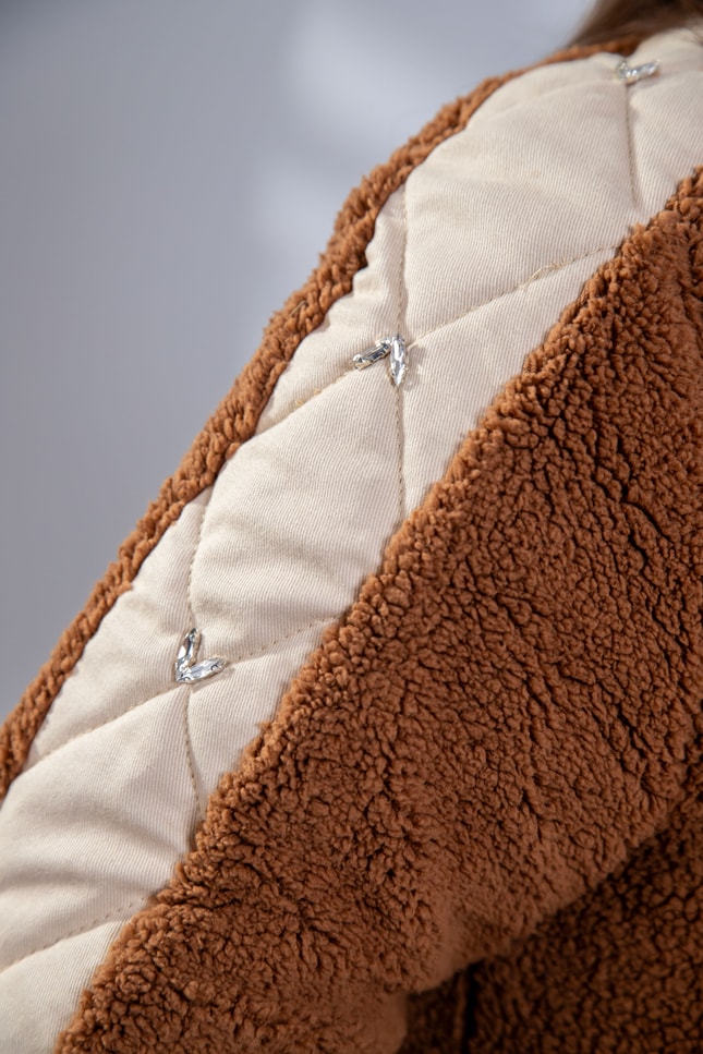 Büyük Beden 1222613 Peluş Ceket Kahverengi