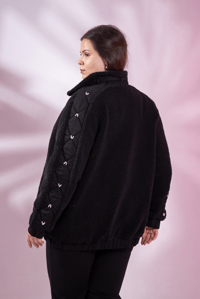 Büyük Beden 1222613 Peluş Ceket Siyah