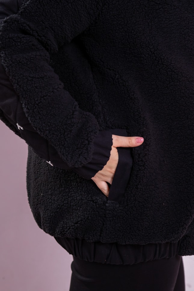 Büyük Beden 1222613 Peluş Ceket Siyah