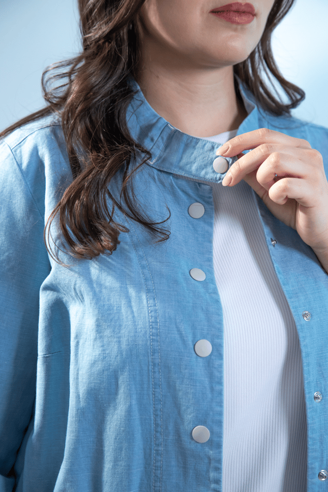 Büyük Beden 1222626 Bel Bağlamalı Denim Gömlek  Mavi
