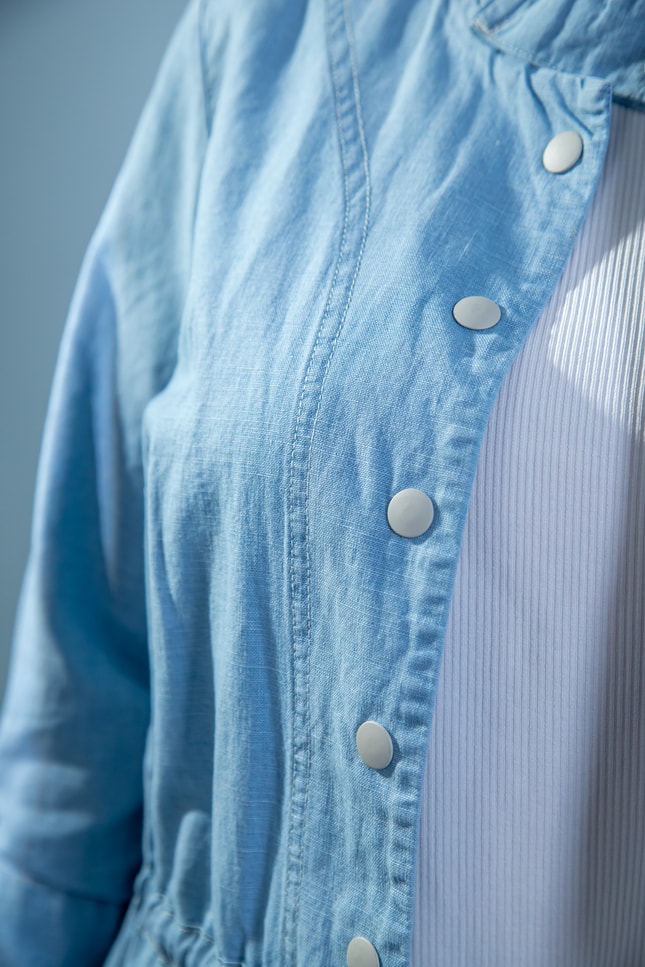 Büyük Beden 1222626 Bel Bağlamalı Denim Gömlek  Mavi