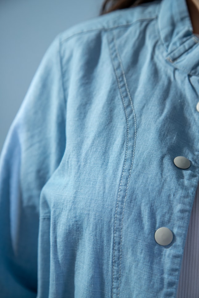 Büyük Beden 1222626 Bel Bağlamalı Denim Gömlek  Mavi