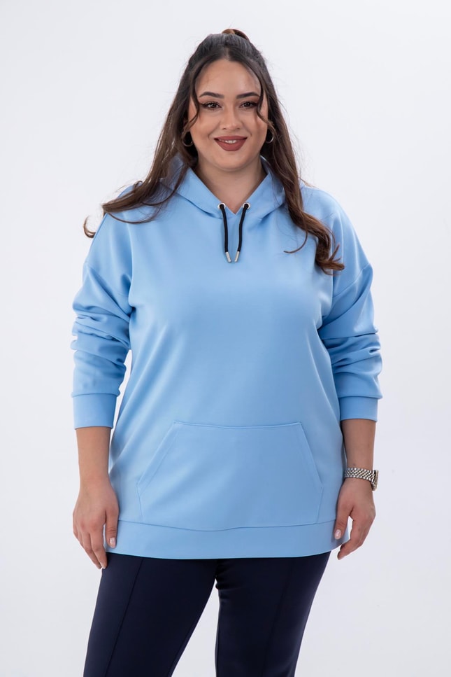 Büyük Beden 122455 Nıtsa Sweat Mavi