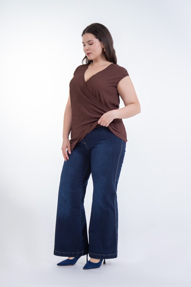 Büyük Beden 1226079 Bol Paça Denim Pantolon  Lacivert