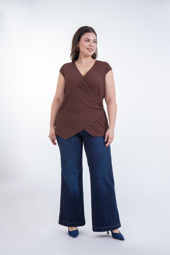 Büyük Beden 1226079 Bol Paça Denim Pantolon  Lacivert