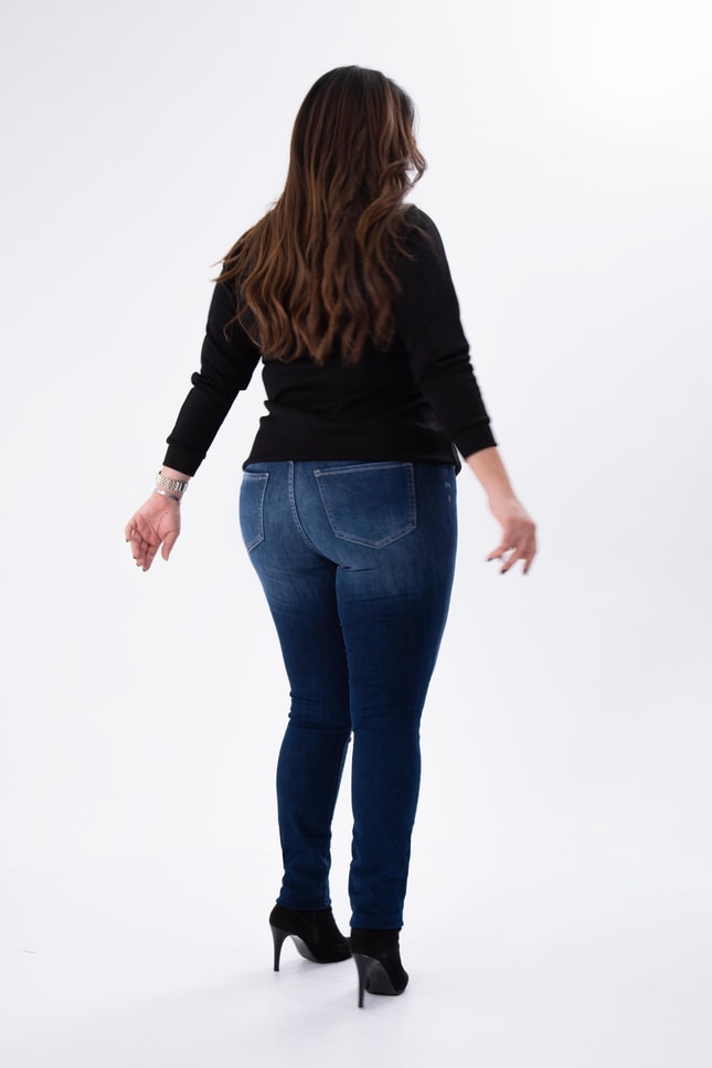 Büyük Beden 210089 Eskitme Denim Pantolon  Lacivert