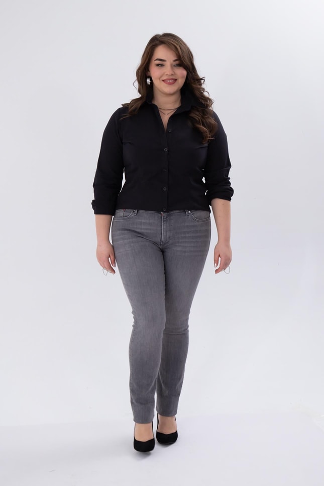 Büyük Beden 210100 Denim Apntolon  Gri