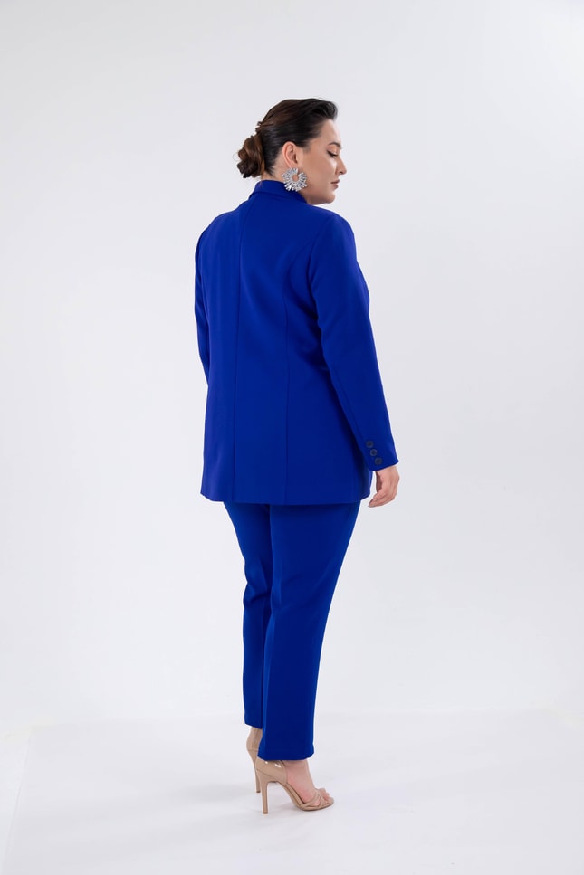Büyük Beden 2230014 Cep Detaylı Blazer Ceket  Saks