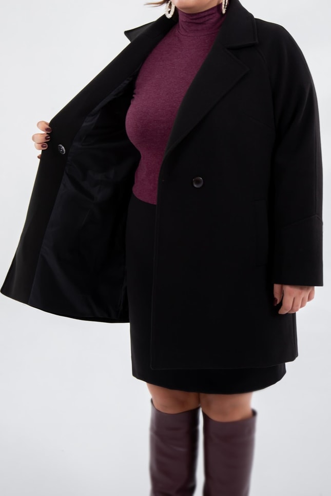 Büyük Beden 2327111 Reglan Kol Kaban  Siyah