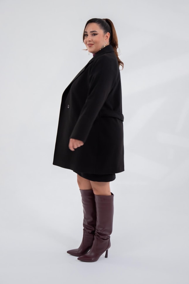 Büyük Beden 2327111 Reglan Kol Kaban  Siyah