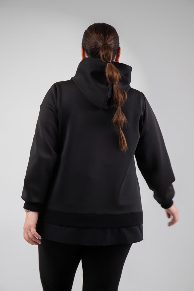 Büyük Beden 3330229 Tvd Nakışlı Sweat Siyah