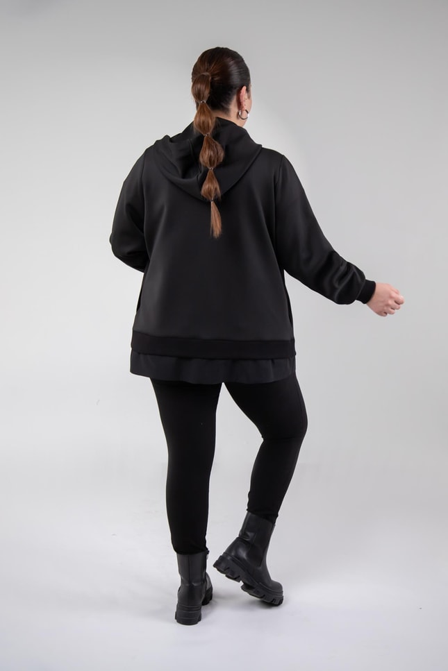 Büyük Beden 3330229 Tvd Nakışlı Sweat Siyah