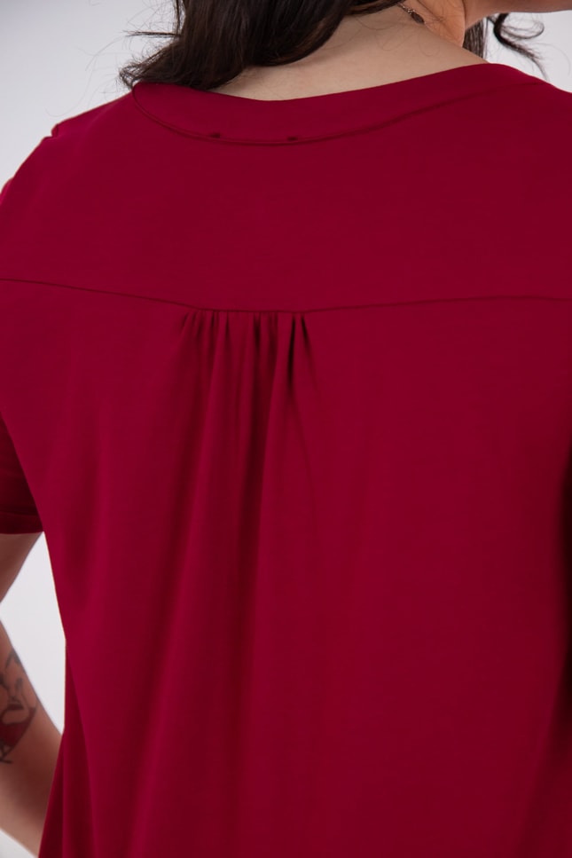 Büyük Beden 3330613 Yaka -Omuz Detaylı Bluz Bordo