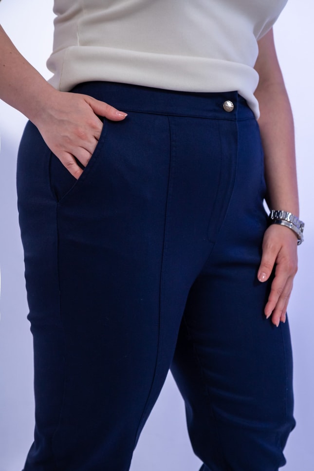 Büyük Beden 3331001 Paça Detaylı Pantolon  Lacivert