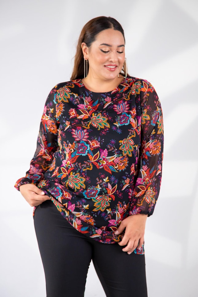 Büyük Beden 333557 Çiçek Desenli Bluz Etnikçiçek