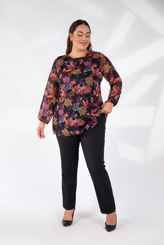 Büyük Beden 333557 Çiçek Desenli Bluz Etnikçiçek